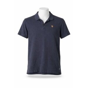 Fjallraven Ovik Polo Shirt‎ Mens Large Blue Outdoor Hiking Cotton Knit Casual